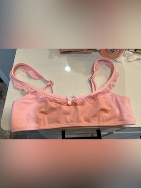 Strawberry Milk Mob Pale Pink Lace-Trim Bralette
